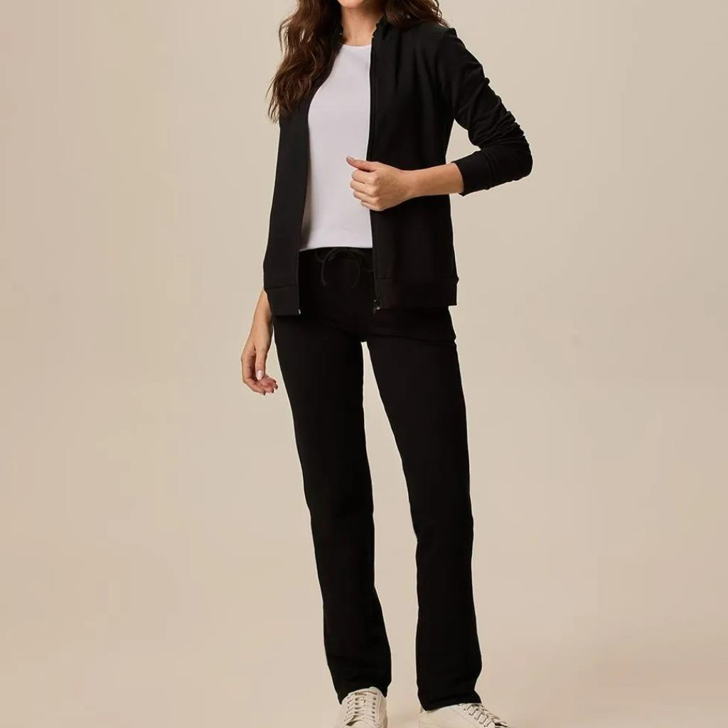 Conjunto Fem Moletom Flanelado Preto Tam GG Malwee