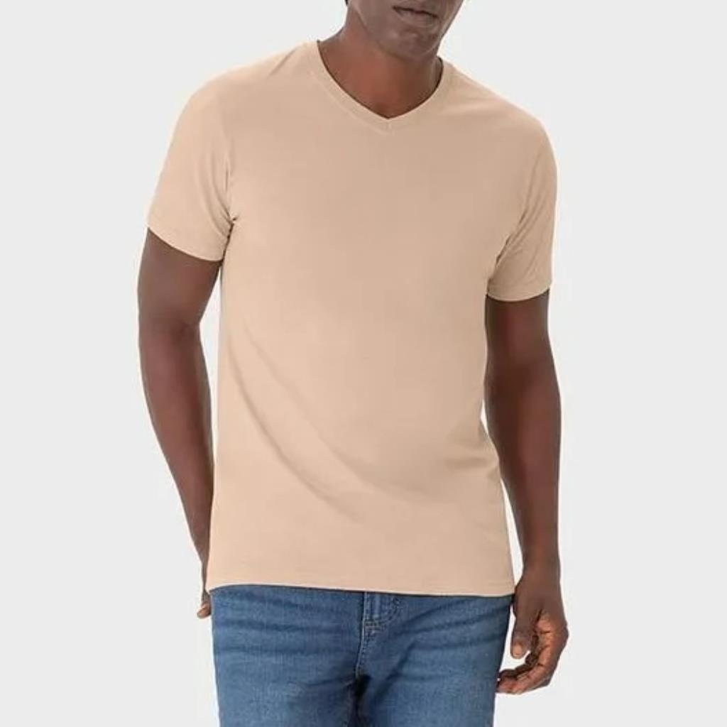 Camiseta Basica Masc Gola V Salmao Tam P Malwee