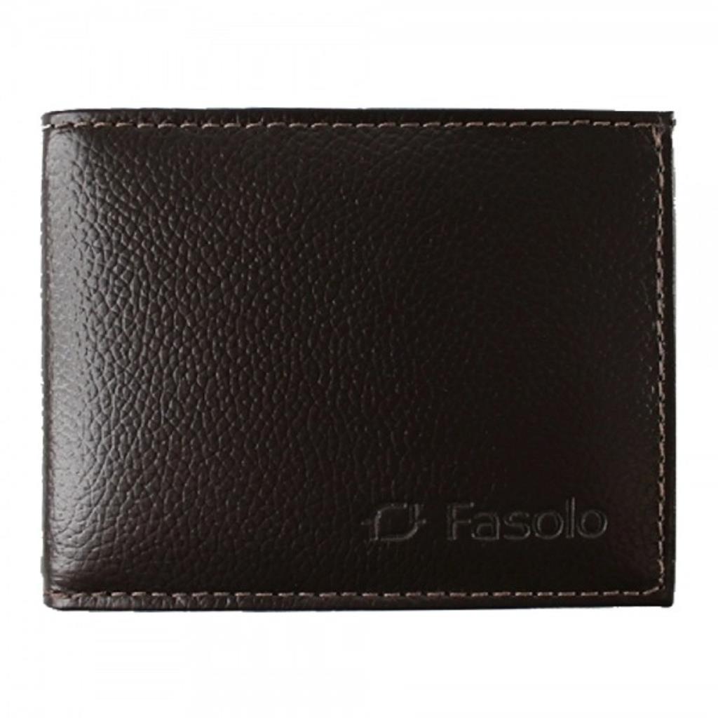 Carteira Masculina Couro Pequena Marrom 10,5 x 8,5 x 1,5 cm Fasolo