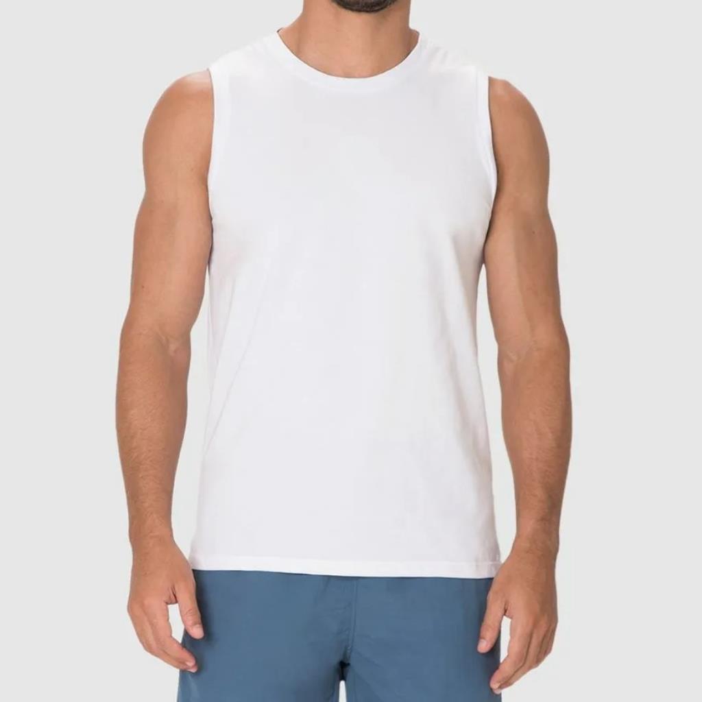 Regata Masc Cava Ajustada Algodão Branco Tam M Malwee