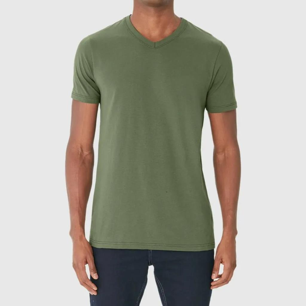 Camiseta Basica Masc Gola V Verde Tam M Malwee