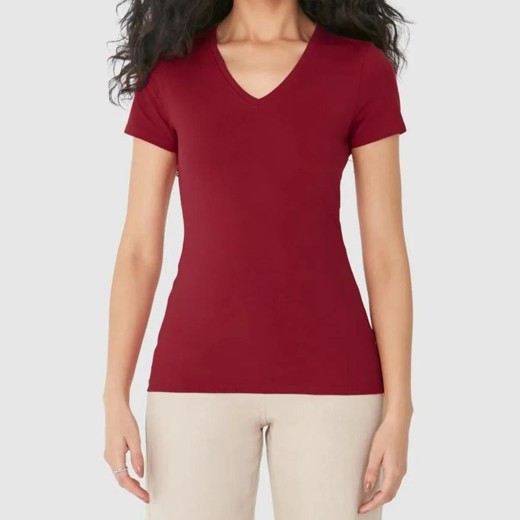 Blusa Basica Fem Decote V Vermelho Tam GG Malwee
