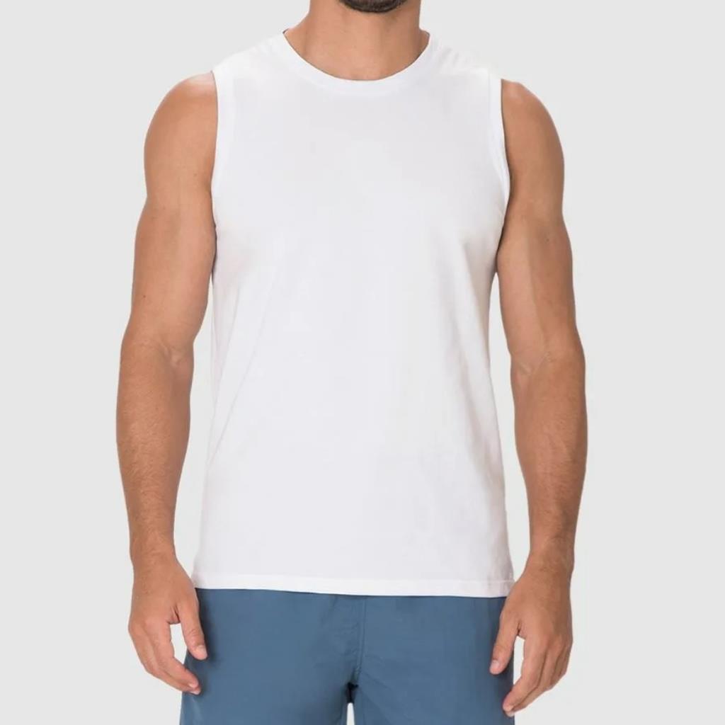 Regata Masc Cava Ajustada Algodão Branco Tam G Malwee