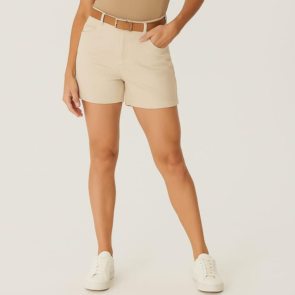 Bermuda Fem Boyfriend Cintura Média C/Cinto Tam 46 Malwee