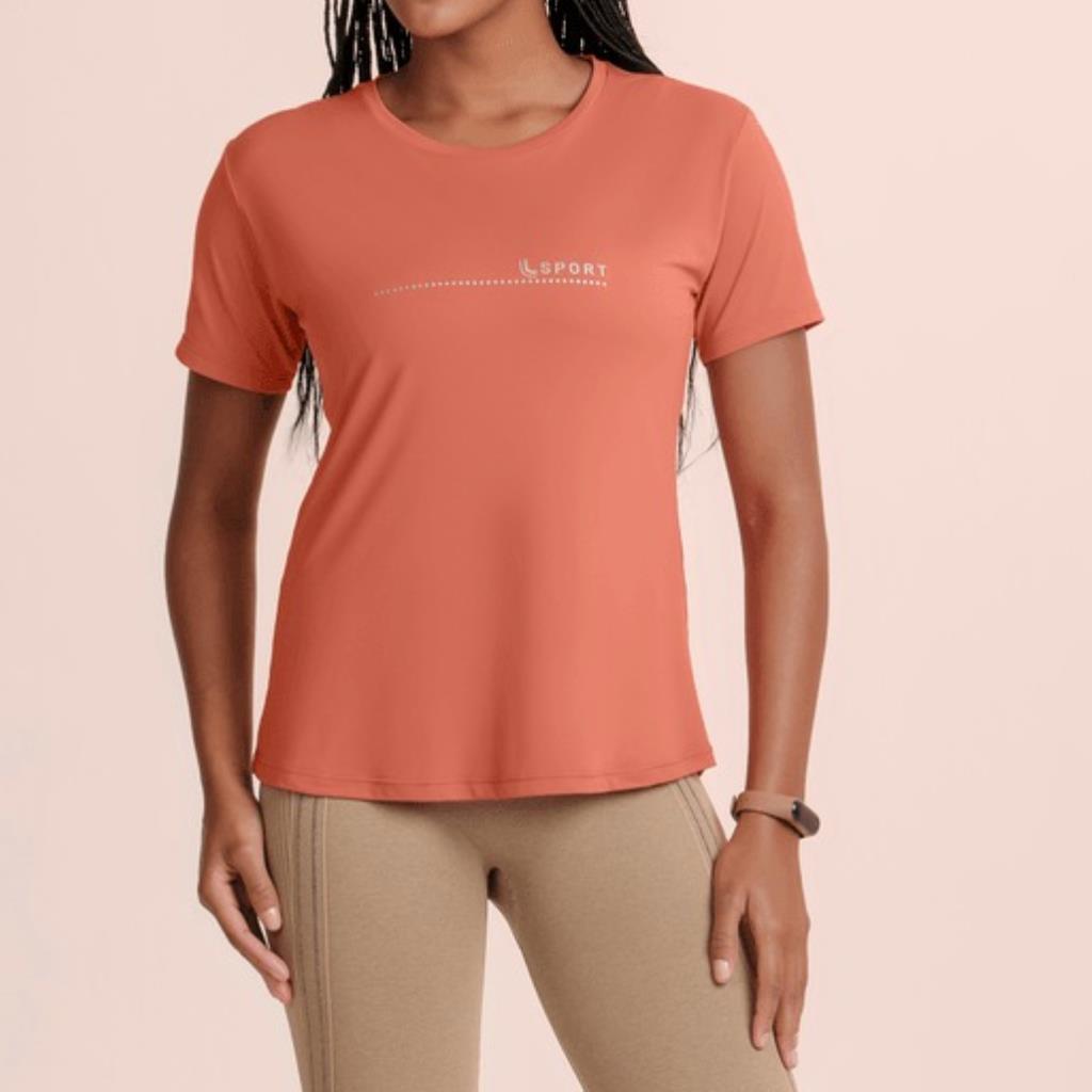 T-Shirt Poliamida Básica Feminina Tijolo Tam M Lupo