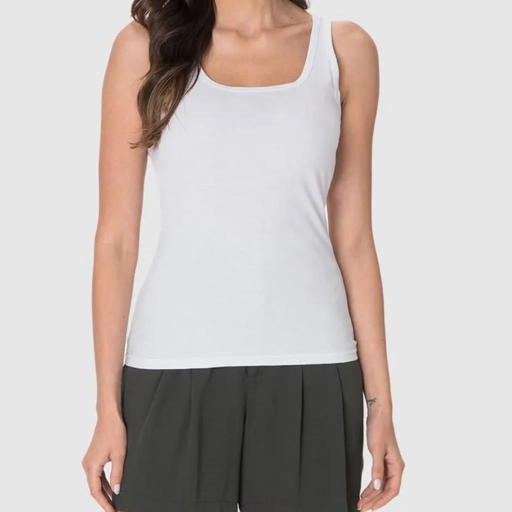 Regata Feminina Decote U Algodão Branca Tam M Malwee