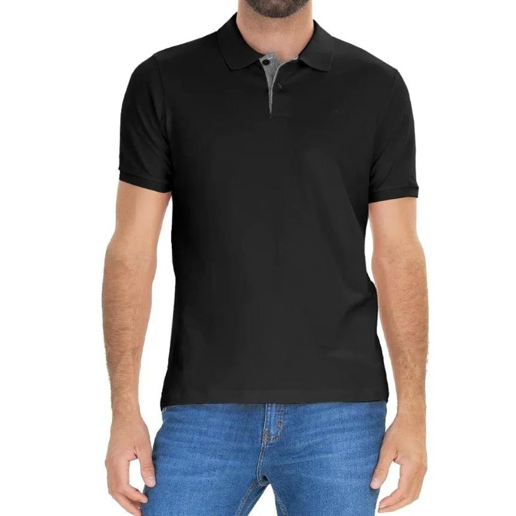 Polo Masc Slim Preta Tam P Ogochi