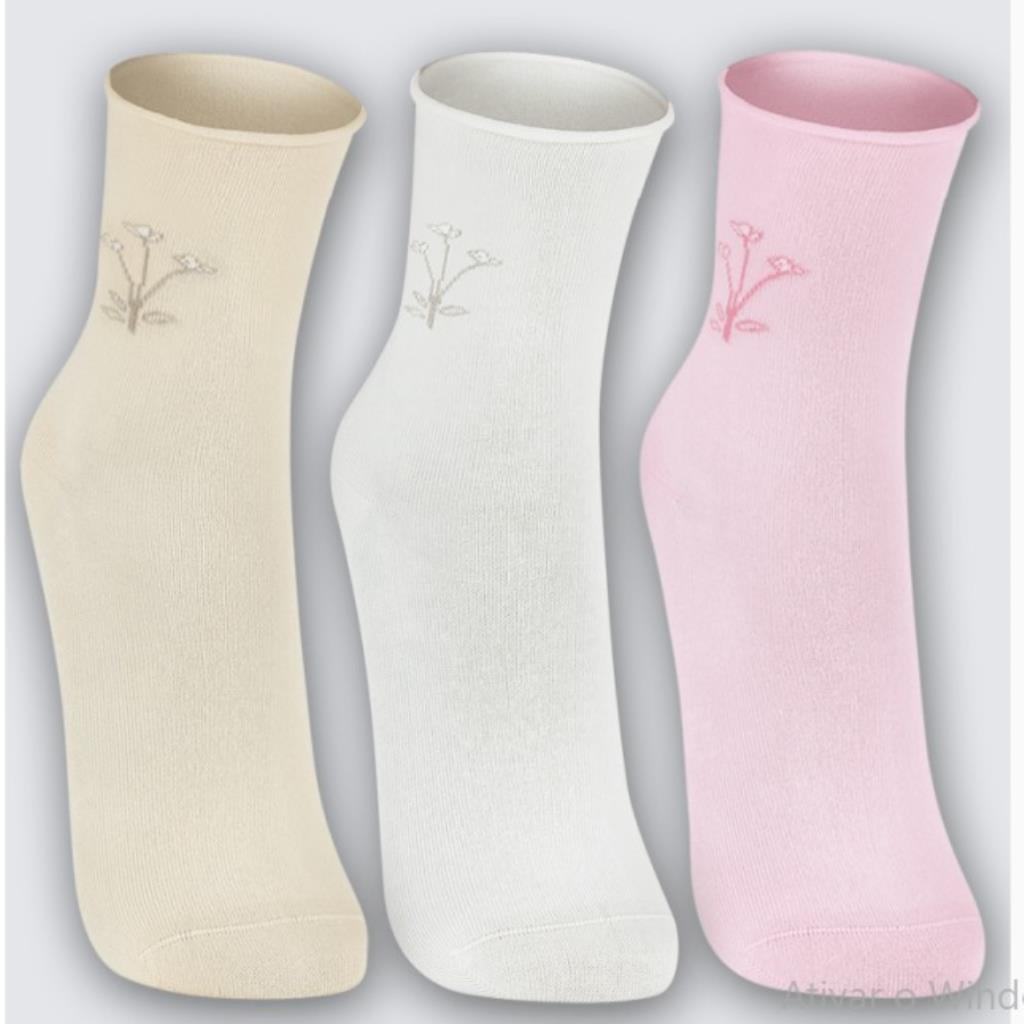 Kit Meia Fem 3 Pares Sem Punho Tam 34 a 39 Lupo
