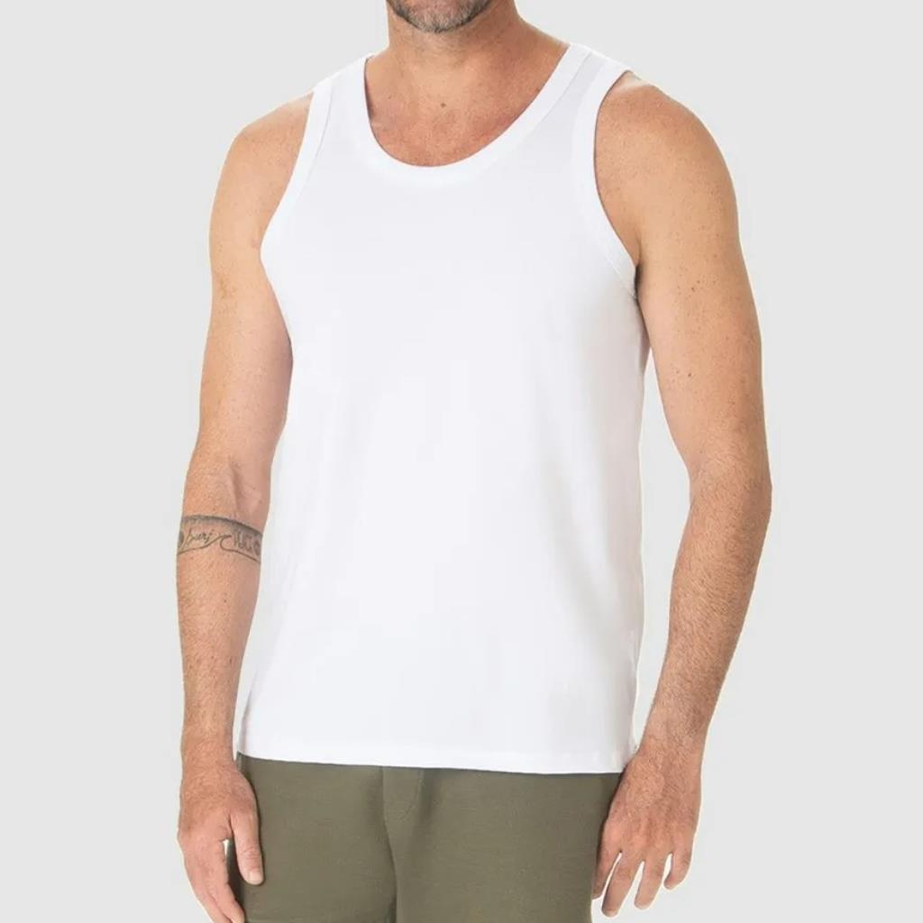 Regata Básica Masc Gola Redonda Branca Tam P Malwee