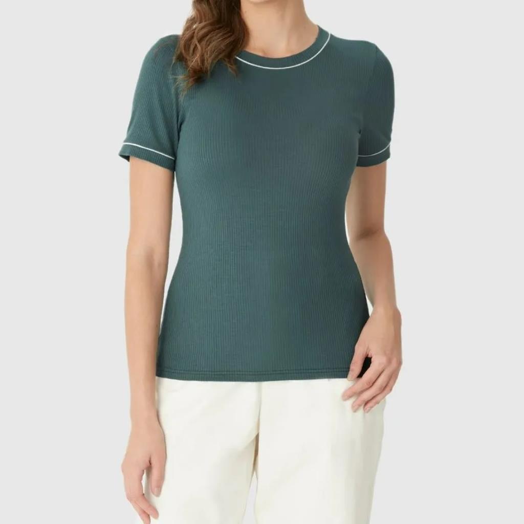 Blusa Fem Malha Viscose Canelada Verde Tam GG Malwee
