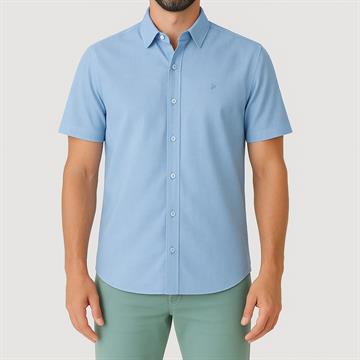 Camisa Social Masc Manga Curta Azul Tam G Malwee