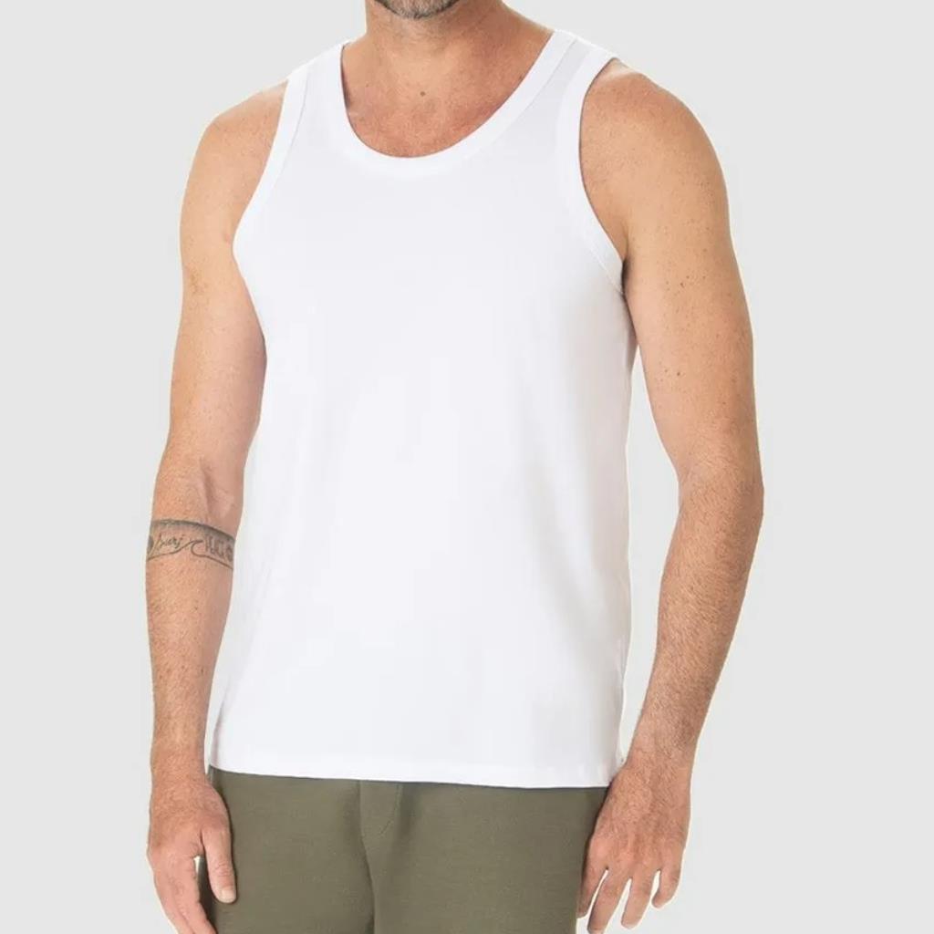 Regata Básica Masc Gola Redonda Branca Tam M Malwee