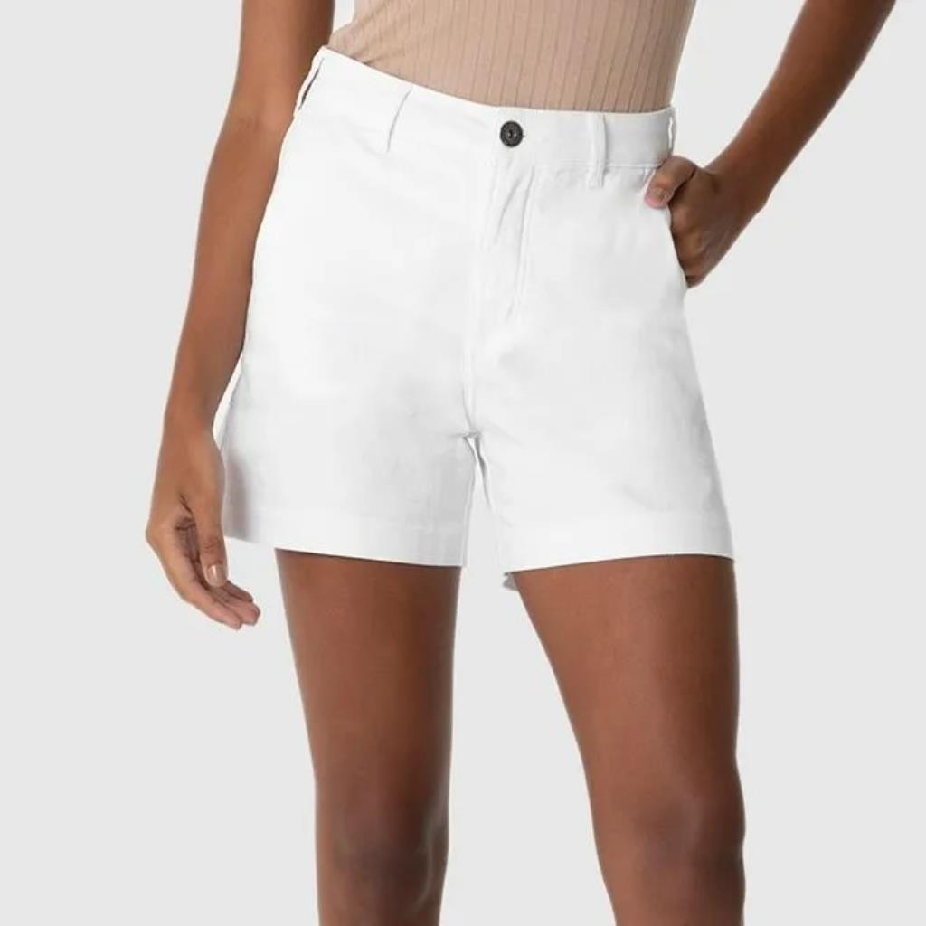 Shorts Fem Alfaiataria Cintura Alta Sarja Branco Tam 44 Malwee