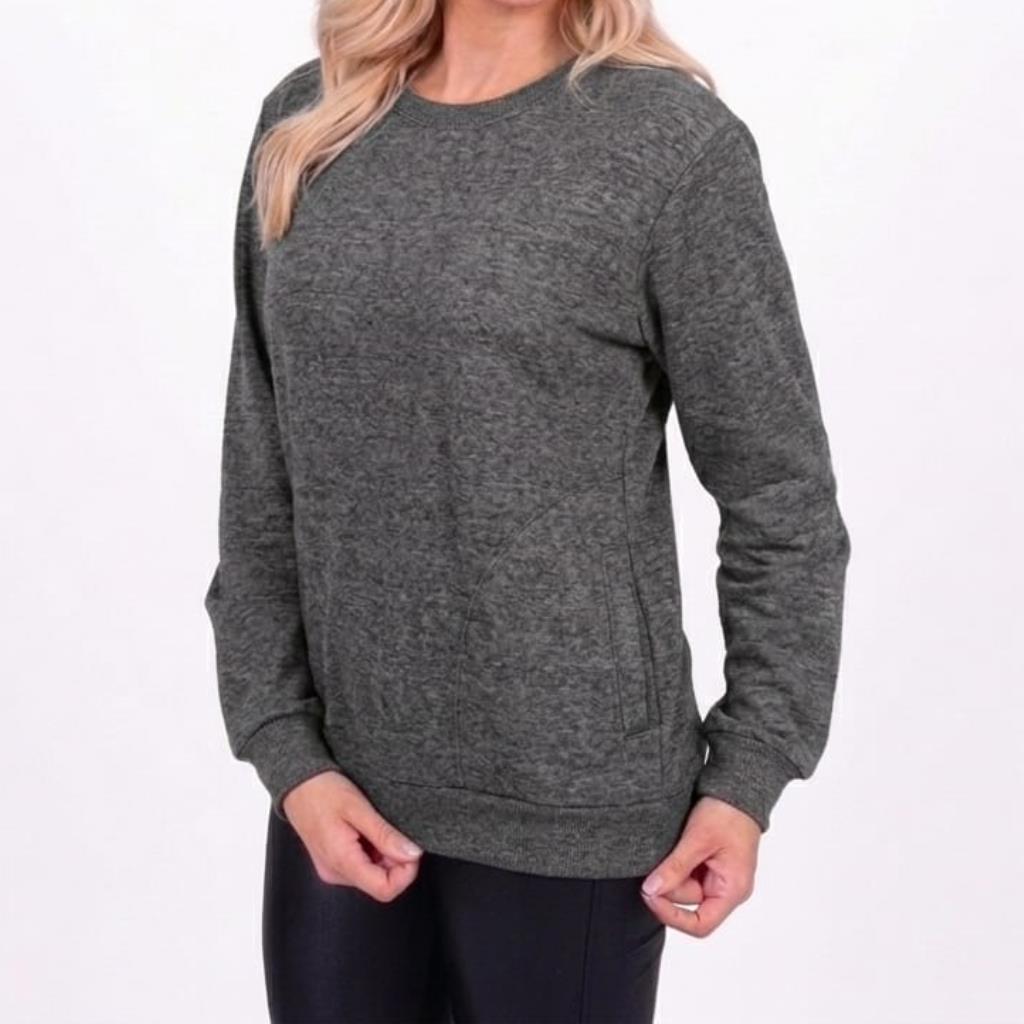 Blusa Moletom Fem Bolso Cinza Tam GG Silk Sport