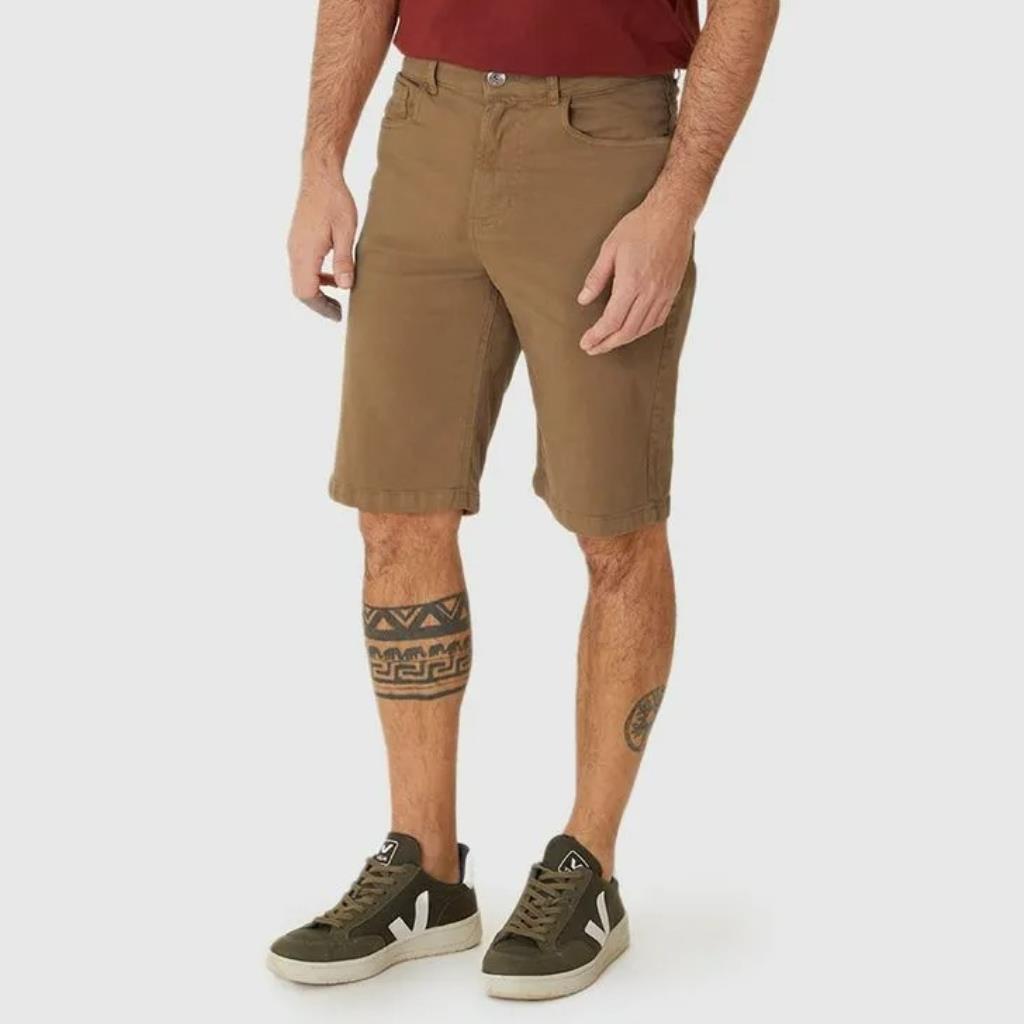 Bermuda Masc Tradicional Sarja C Elastano Marrom Tam 36 Malwee