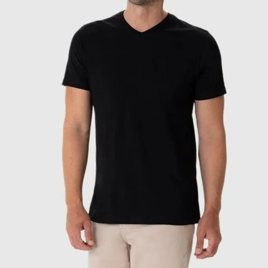 Camiseta Basica Masc Gola V Preta Tam M Malwee
