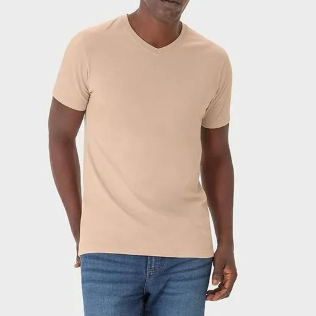 Camiseta Basica Masc Gola V Salmao Tam G Malwee