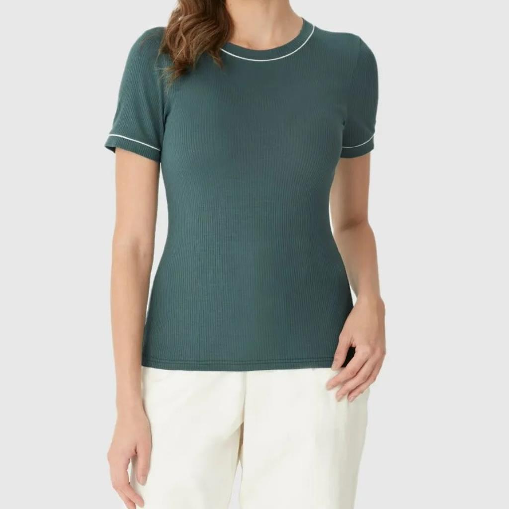 Blusa Fem Malha Viscose Canelada Verde Tam M Malwee