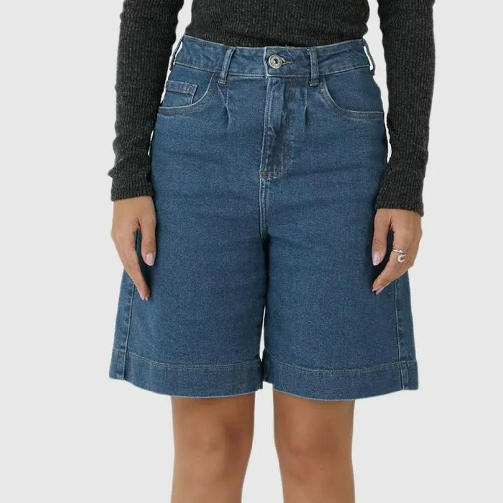 Bermuda Fem Jorts Cintura Alta Jeans Tam 44 Malwee
