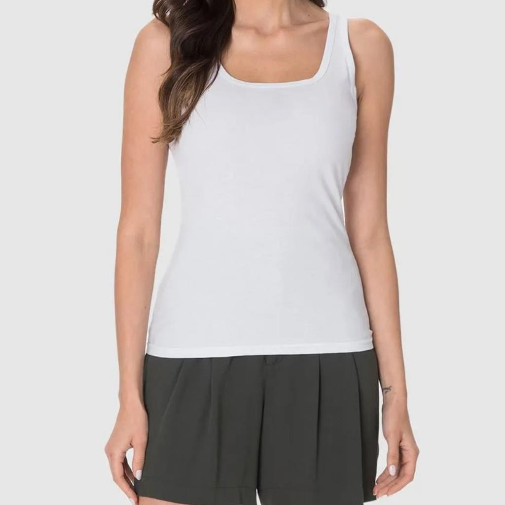 Regata Feminina Decote U Algodão Branca Tam GG Malwee