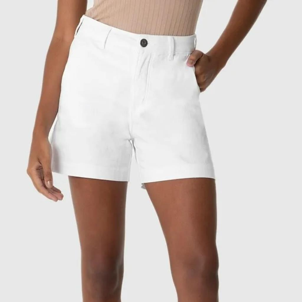 Shorts Fem Alfaiataria Cintura Alta Sarja Branco Tam 42 Malwee