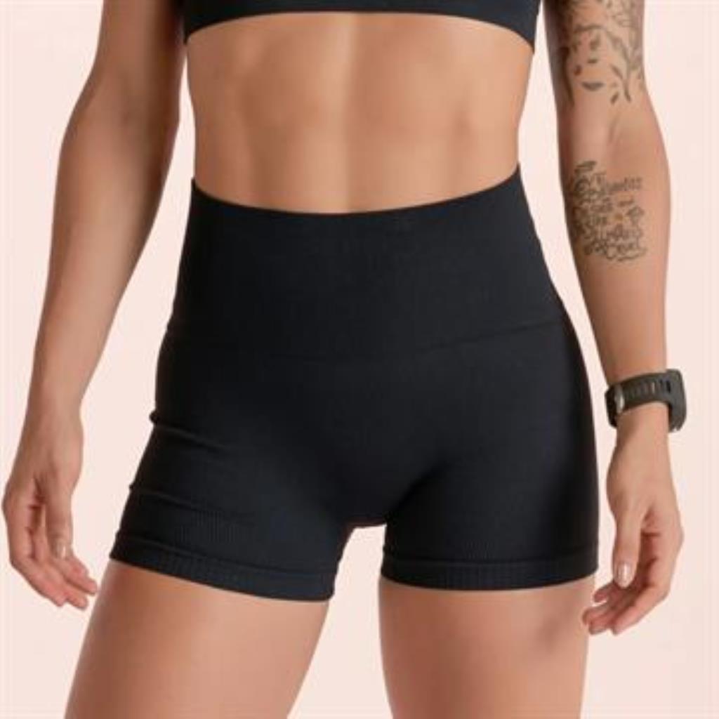 Short Feminino Canelado Seamless Preto Tam P Lupo