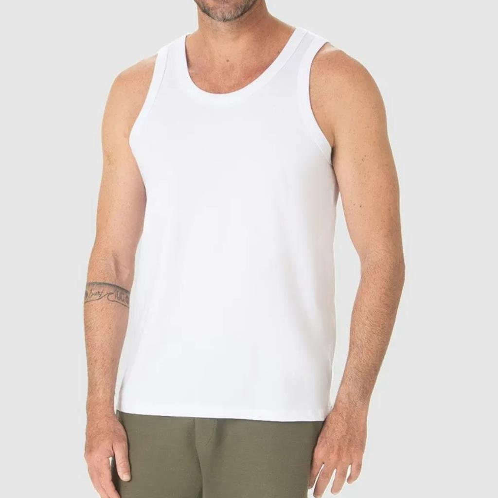Regata Básica Masc Gola Redonda Branca Tam G Malwee