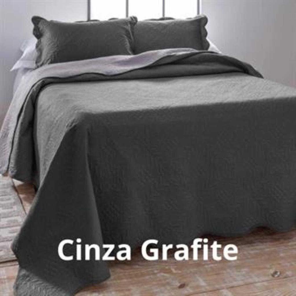 COBRE-LEITO DUPLA FACE CASAL 2,20 M X 2,40 M CINZA GRAFITE DYURI