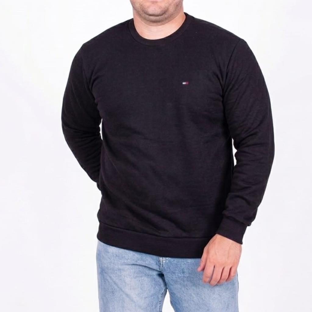 Blusa Masc Moletom Flanelado Preta Tam G2 Silk Sport