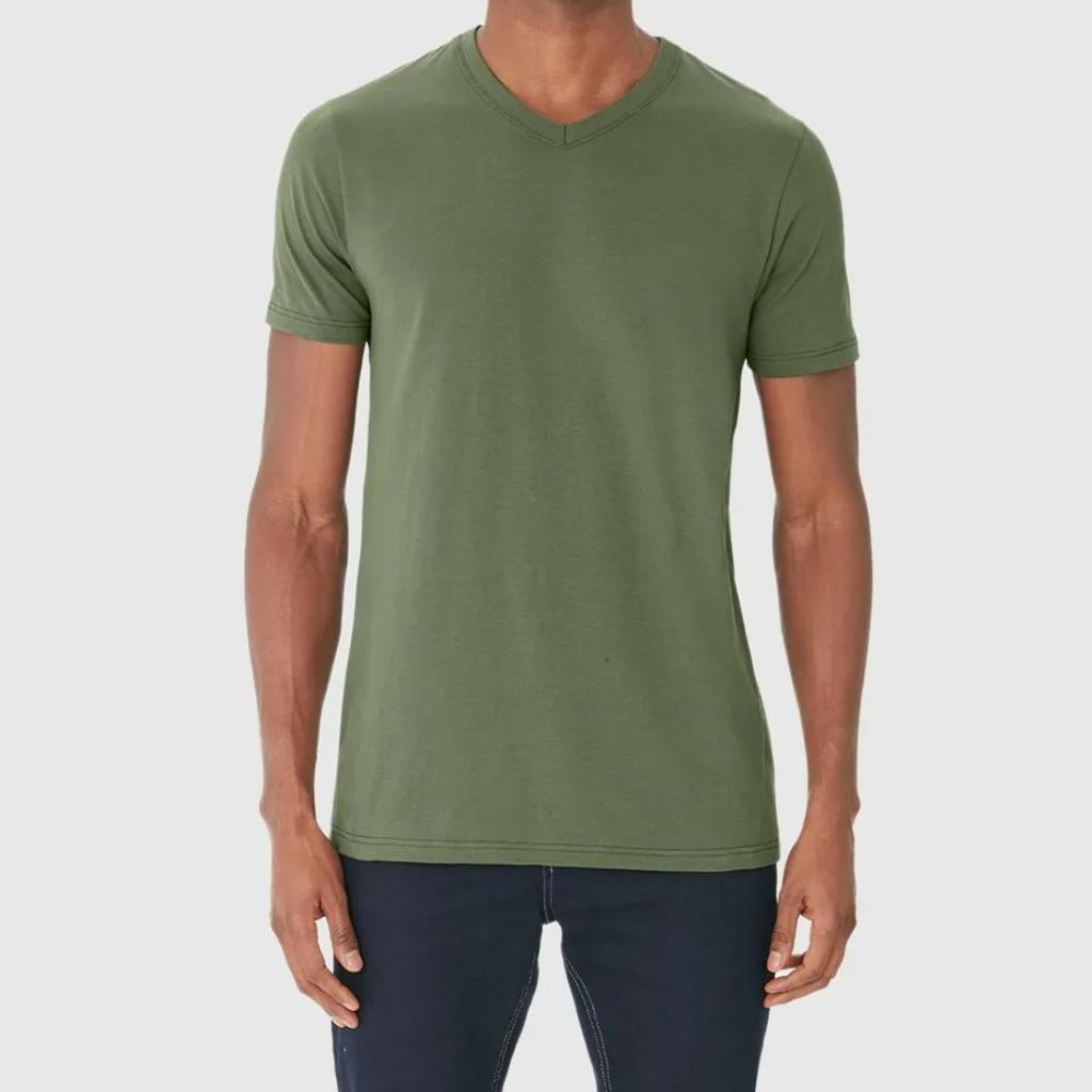 Camiseta Basica Masc Gola V Verde Tam P Malwee