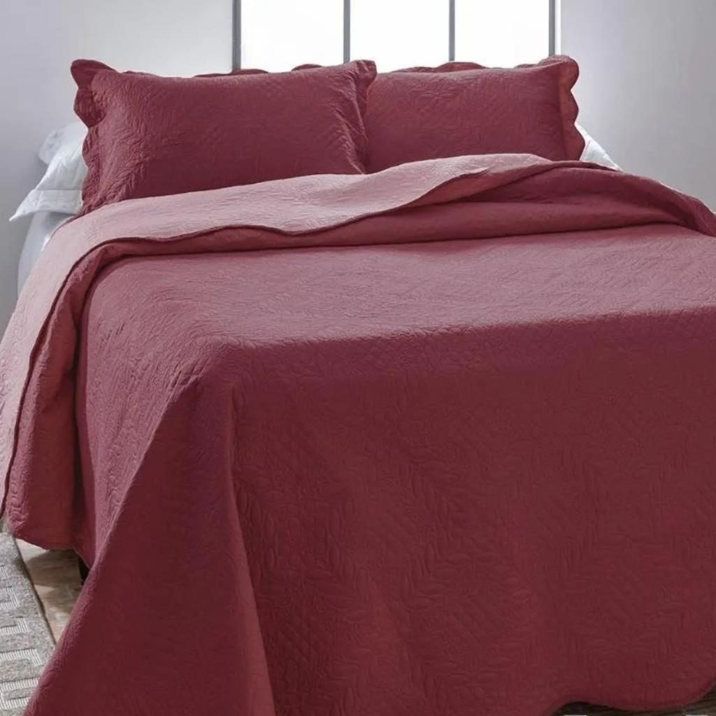 COBRE-LEITO DUPLA FACE CASAL 2,20 M X 2,40 M VINHO ROSE DYURI