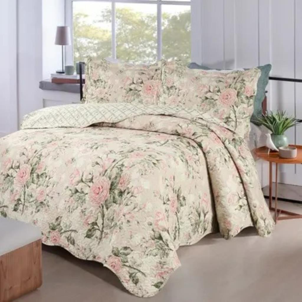 Kit Cobre Leito Queen Dupla Face 2,40x2,60 Cerejeira Dyuri