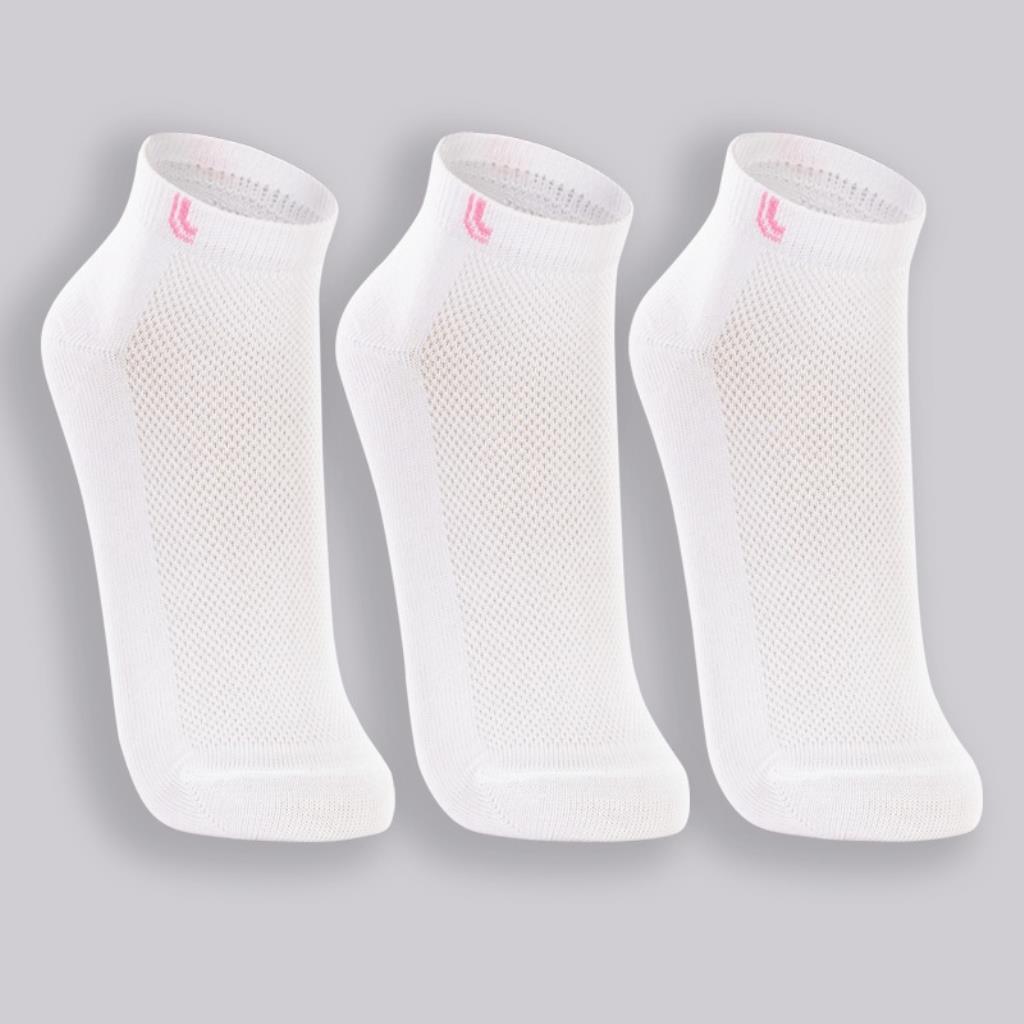 Kit 3 Pares De Meia Branca Rosa Tam 33 a 36 Lupo