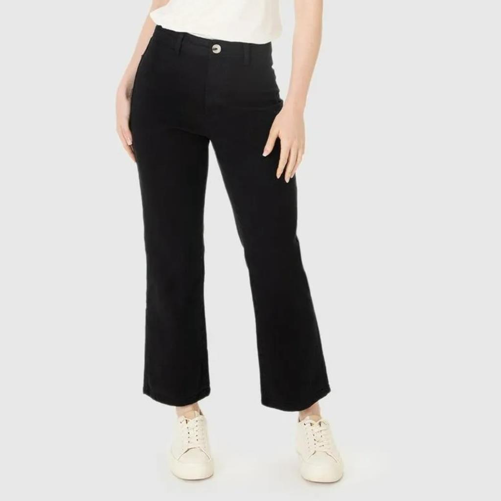 Calca Straight Cropped Preta Tam 46 Malwee