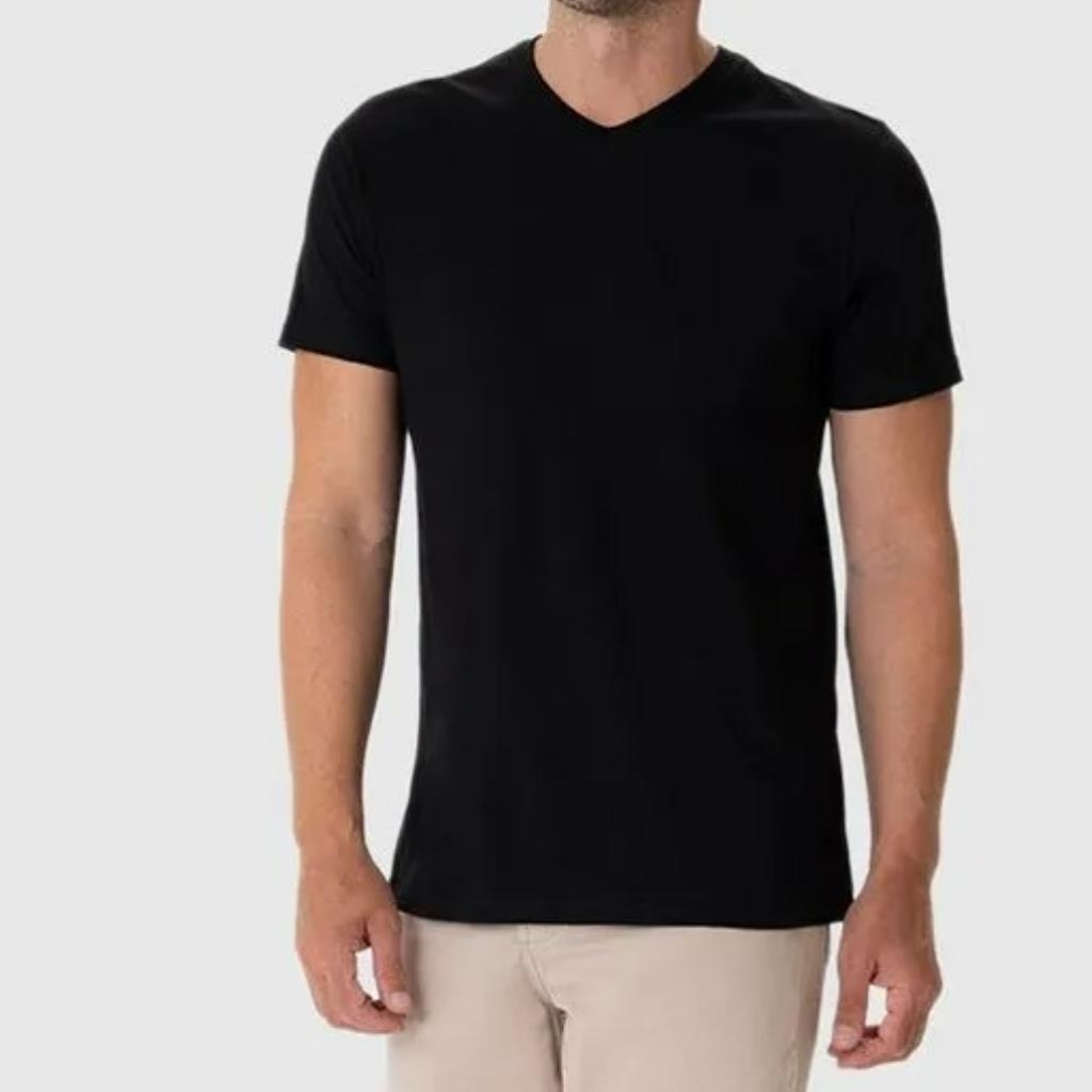 Camiseta Basica Masc Gola V Preta Tam PP Malwee