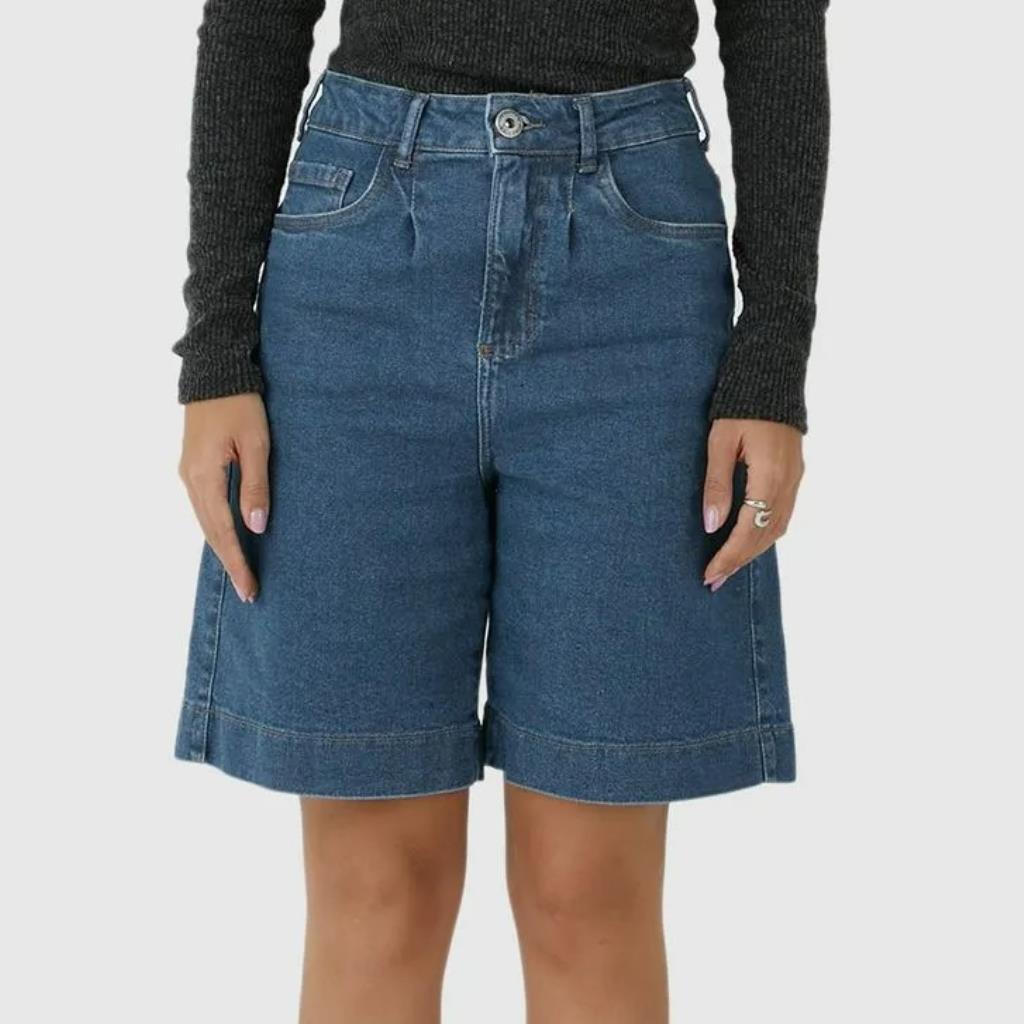 Bermuda Fem Jorts Cintura Alta Jeans Tam 42 Malwee