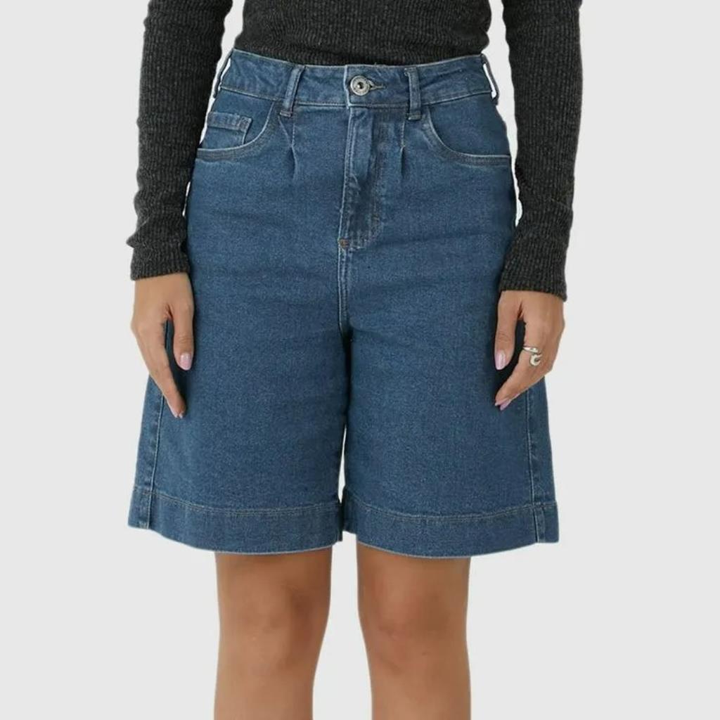 Bermuda Fem Jorts Cintura Alta Jeans Tam 46 Malwee