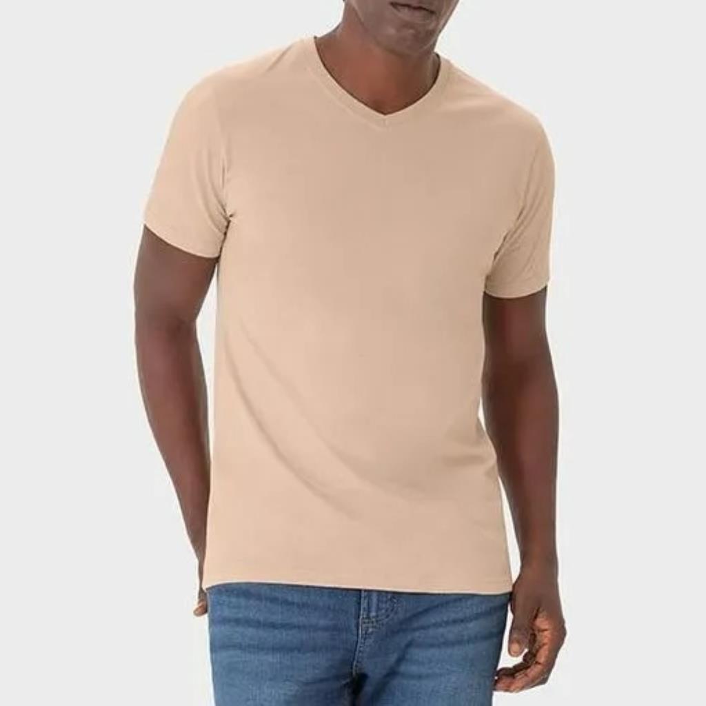 Camiseta Basica Masc Gola V Salmao Tam M Malwee