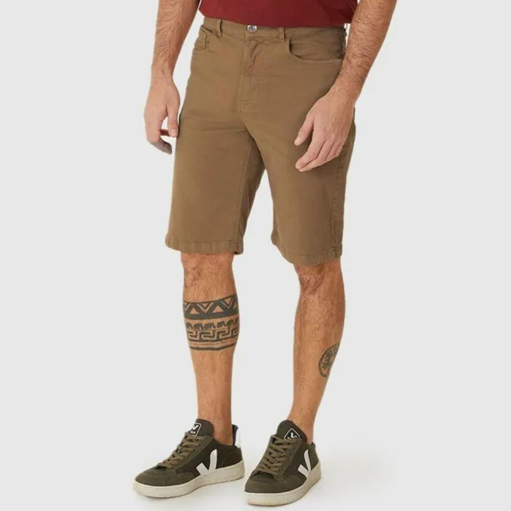 Bermuda Masc Tradicional Sarja C Elastano Marrom Tam 38 Malwee