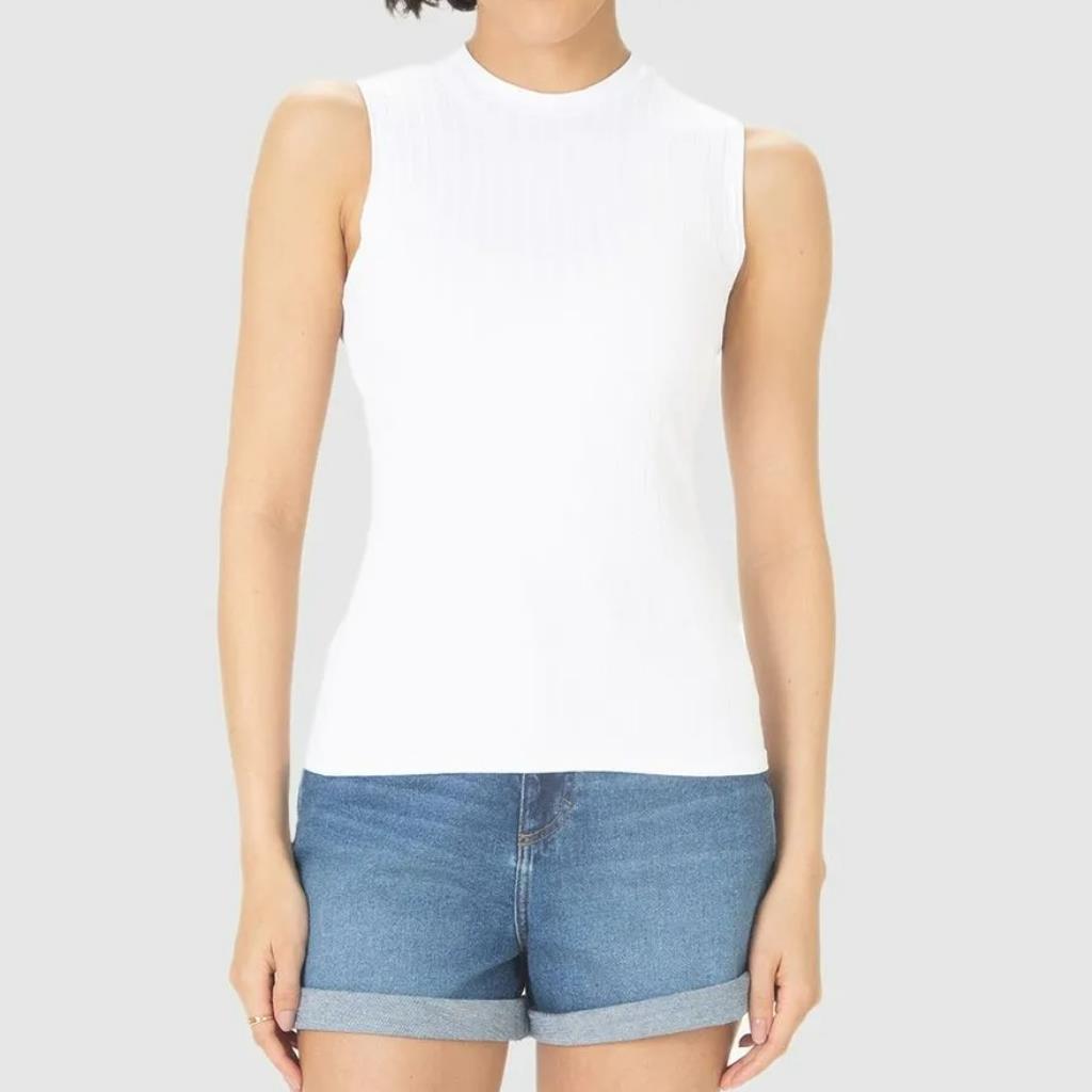 Regata Fem Justa Gola Alta Viscose Canelada Tam M Malwee