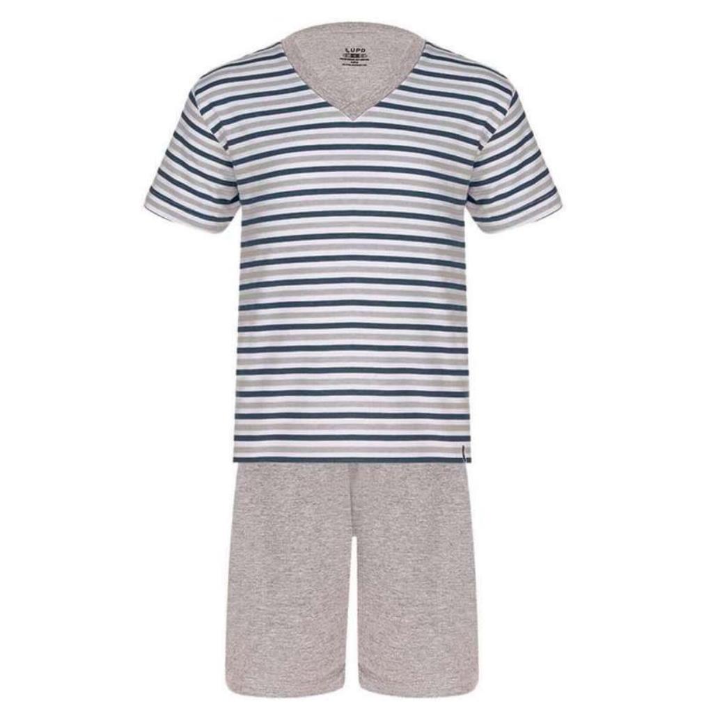 Pijama Masc Gola V Listrado 100% Algodao Tam M Lupo