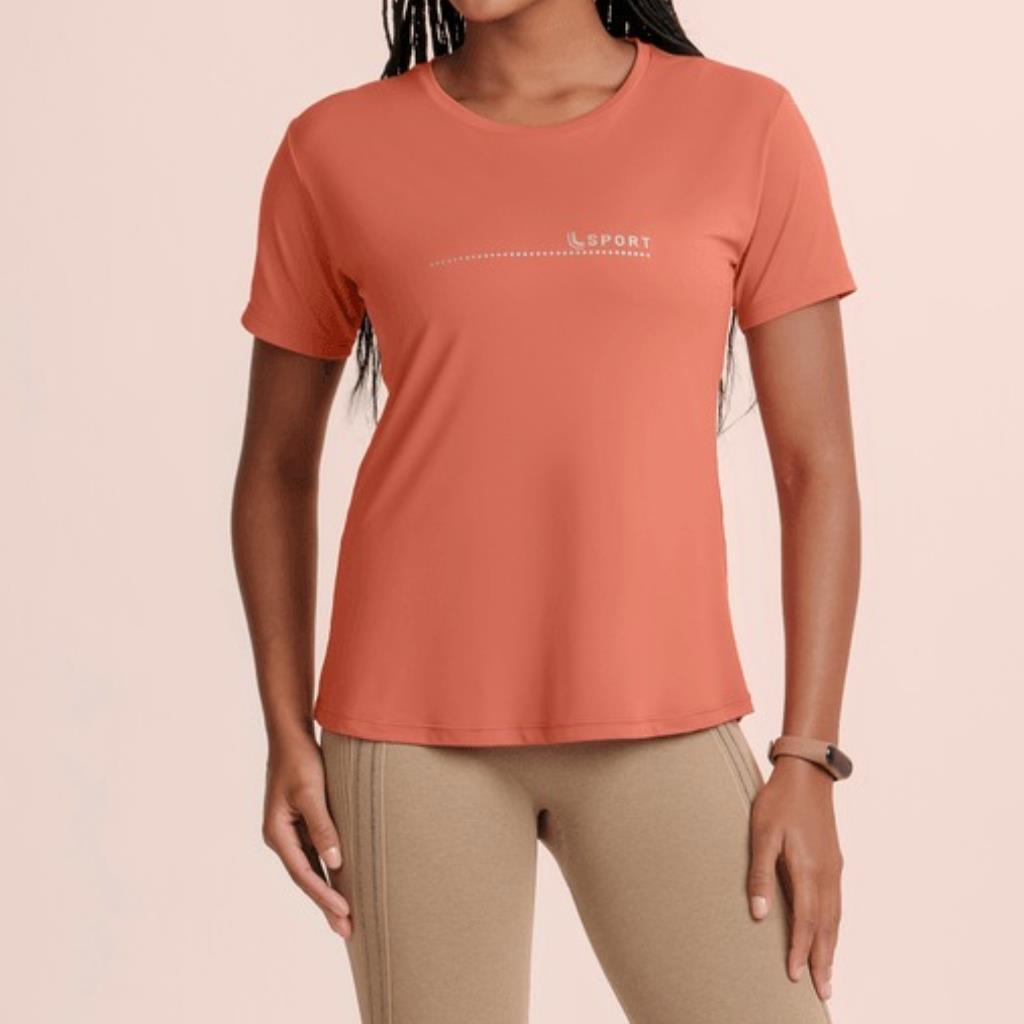 T-Shirt Poliamida Básica Feminina Tijolo Tam P Lupo