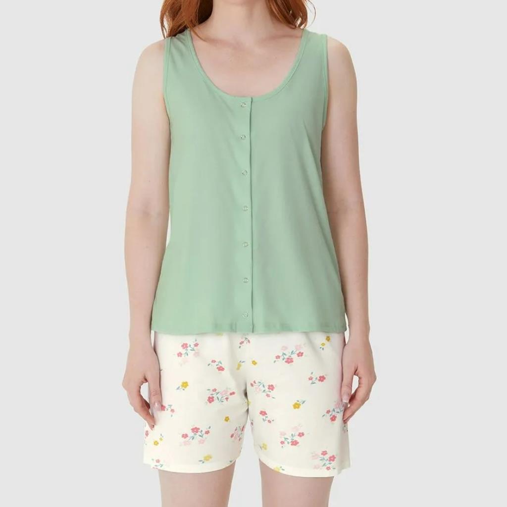Pijama Fem Abotoamento Frontal Algodão Tam G Malwee