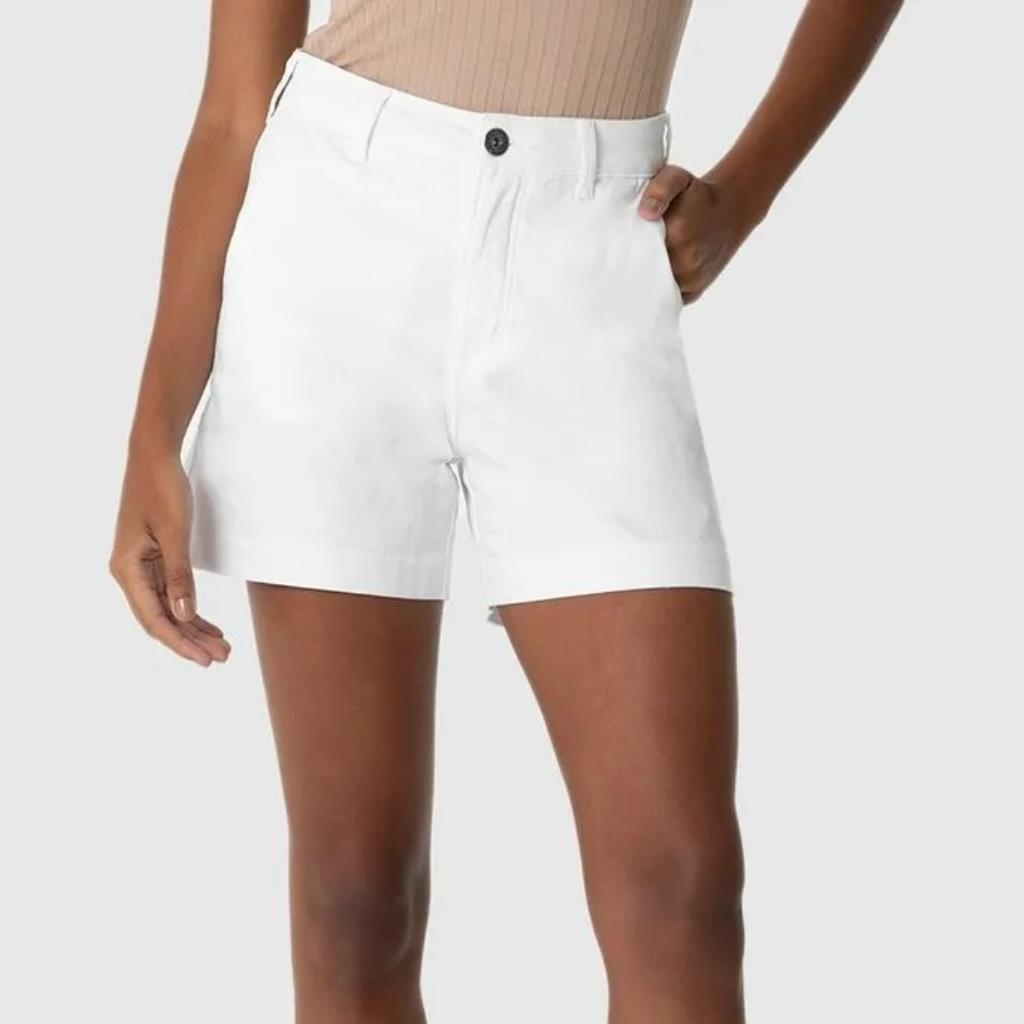 Shorts Fem Alfaiataria Cintura Alta Sarja Branco Tam 40 Malwee