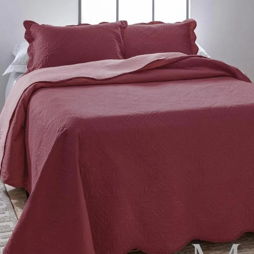 COBRE-LEITO DUPLA FACE QUEEN 2,60 M X 2,40 M VINHO ROSE DYURI