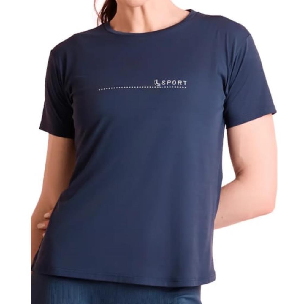 T-Shirt Poliamida Básica Feminina Azul Tam G Lupo