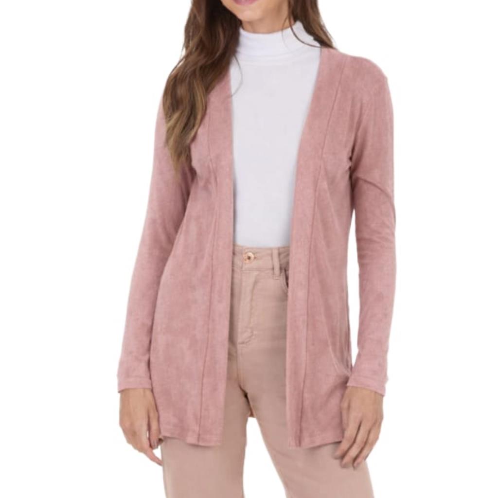 Cardigan Justo Fem Rose Tam M Malwee