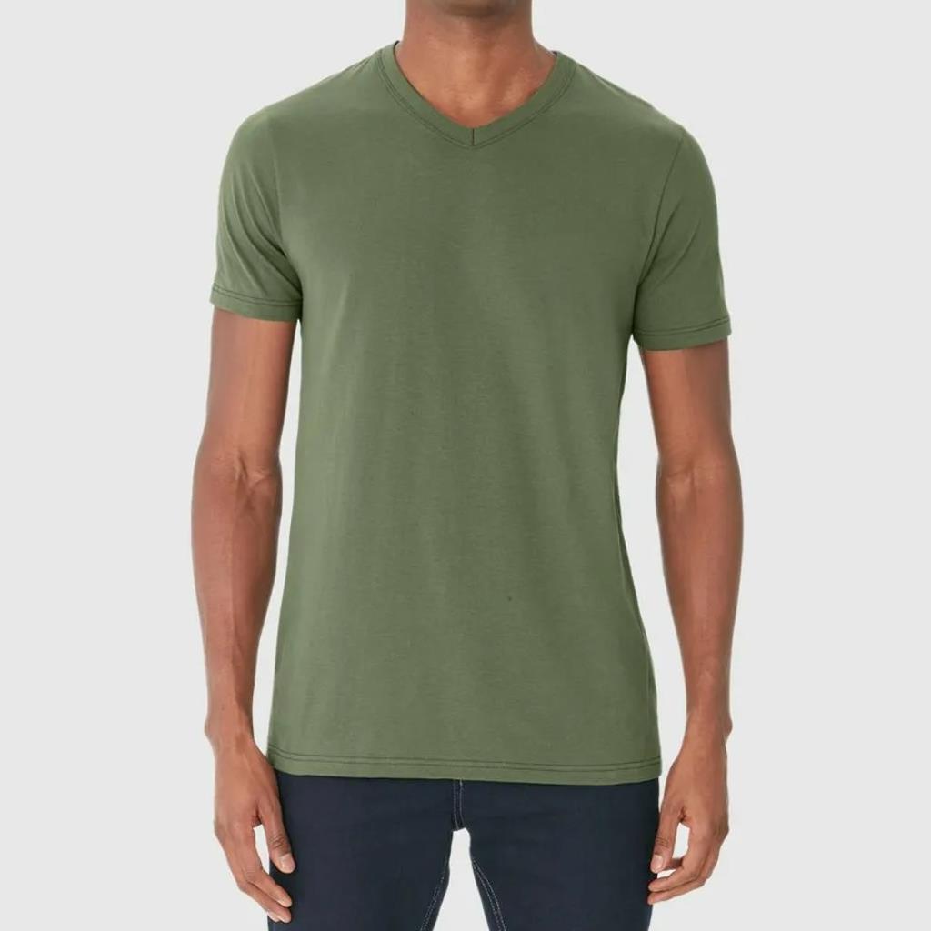 Camiseta Basica Masc Gola V Verde Tam G Malwee