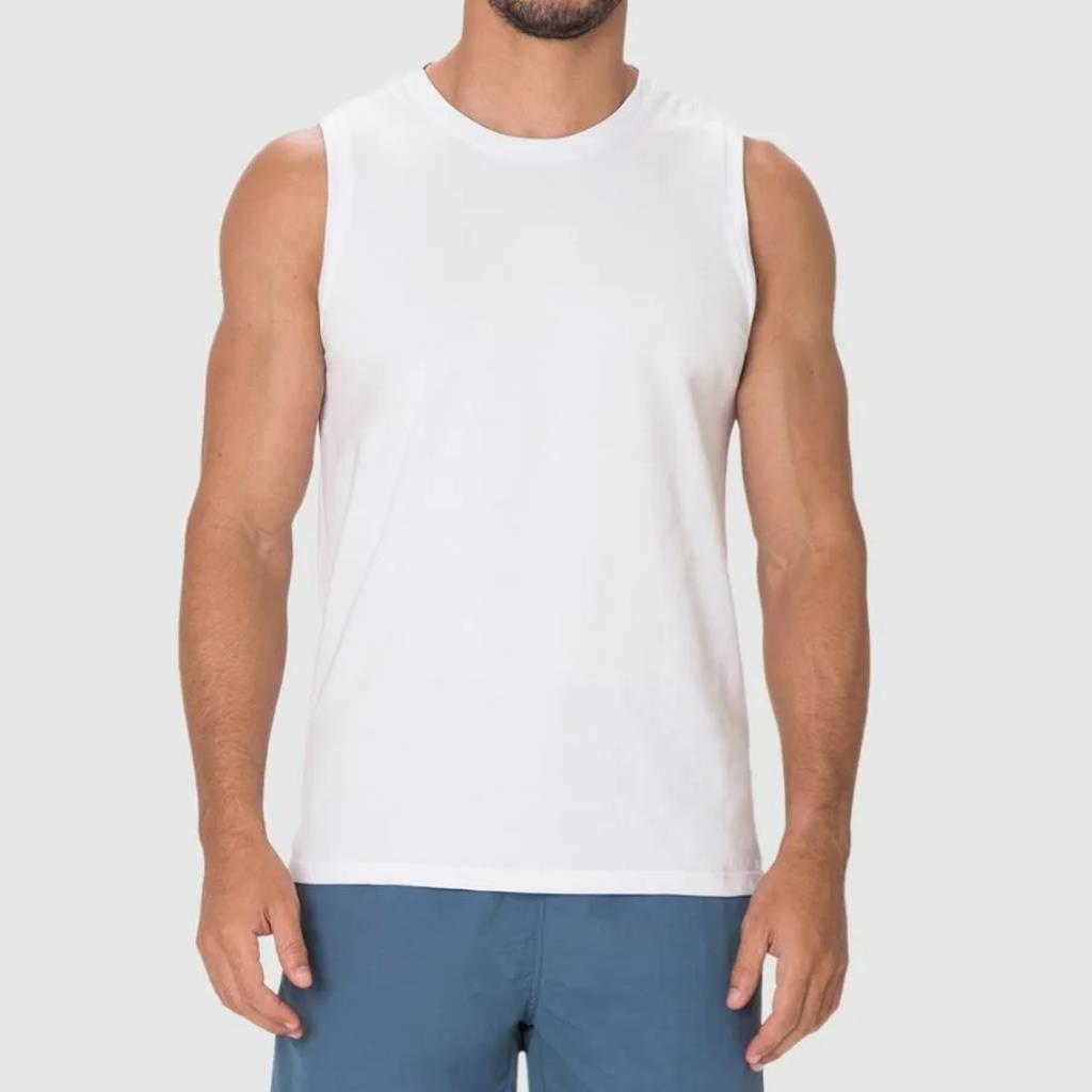 Regata Masc Cava Ajustada Algodão Branco Tam P Malwee