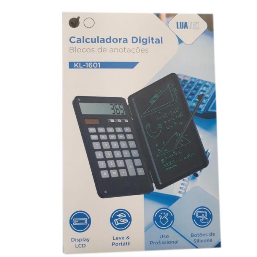 CALCULADORA DIGITAL C/ BLOCO DE ANOTAÇÕES KL-1601 - LUATEK
